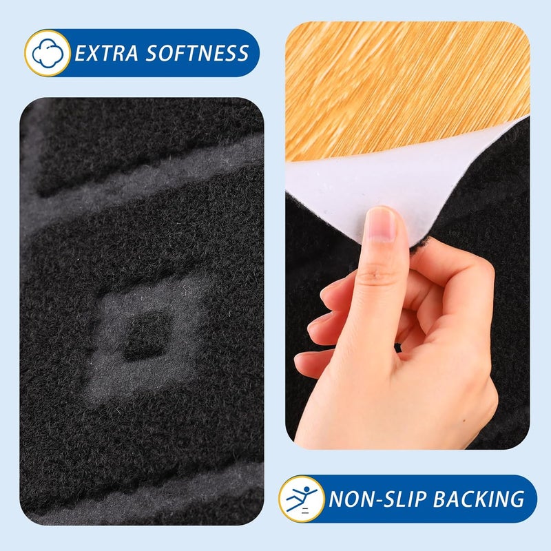 RIOLAND Non-Slip Carpet Stair Treads for Wooden Steps, 15 Pack Indoor Stair Runner with Reusable Adhesive Modern Anti Moving Safety Stair Rugs for Kids Dogs & Elders, 8" X 30", Rhombus Black - Image 3